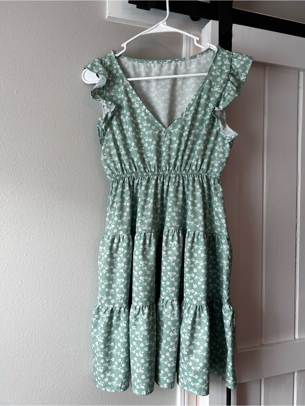 Green Floral Ruffle Dress